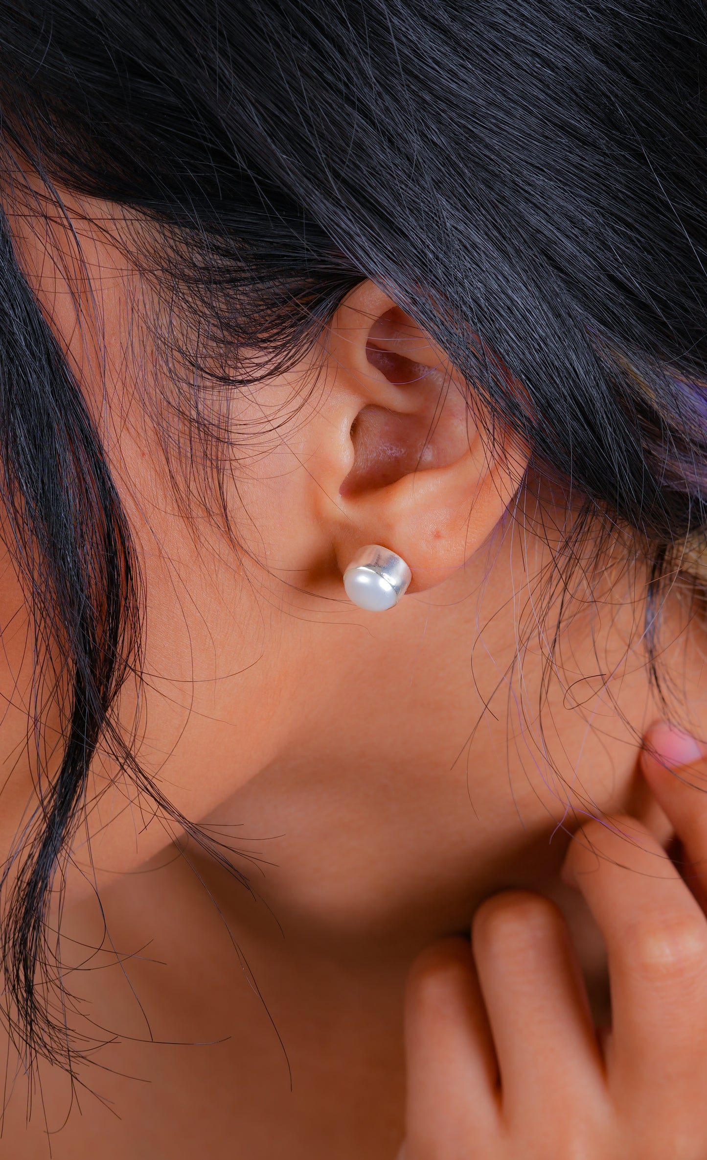 Moon Magic Pearl Studs in 92.5 Silver (9 mm)
