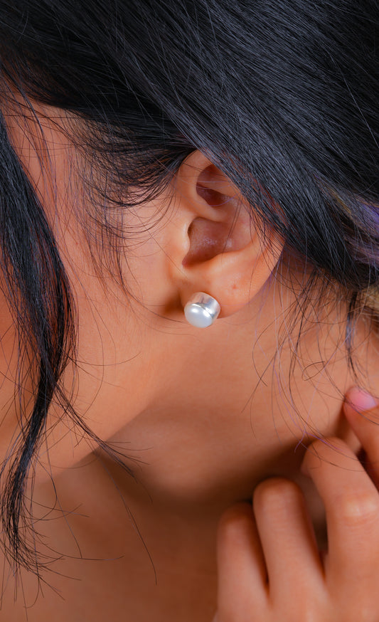 Moon Magic Pearl Studs in 92.5 Silver (9 mm)