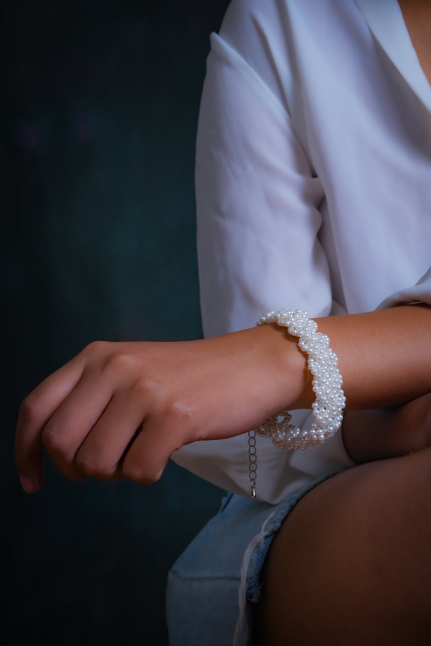 Braided Pearl Bracelet (Silver-Plated)