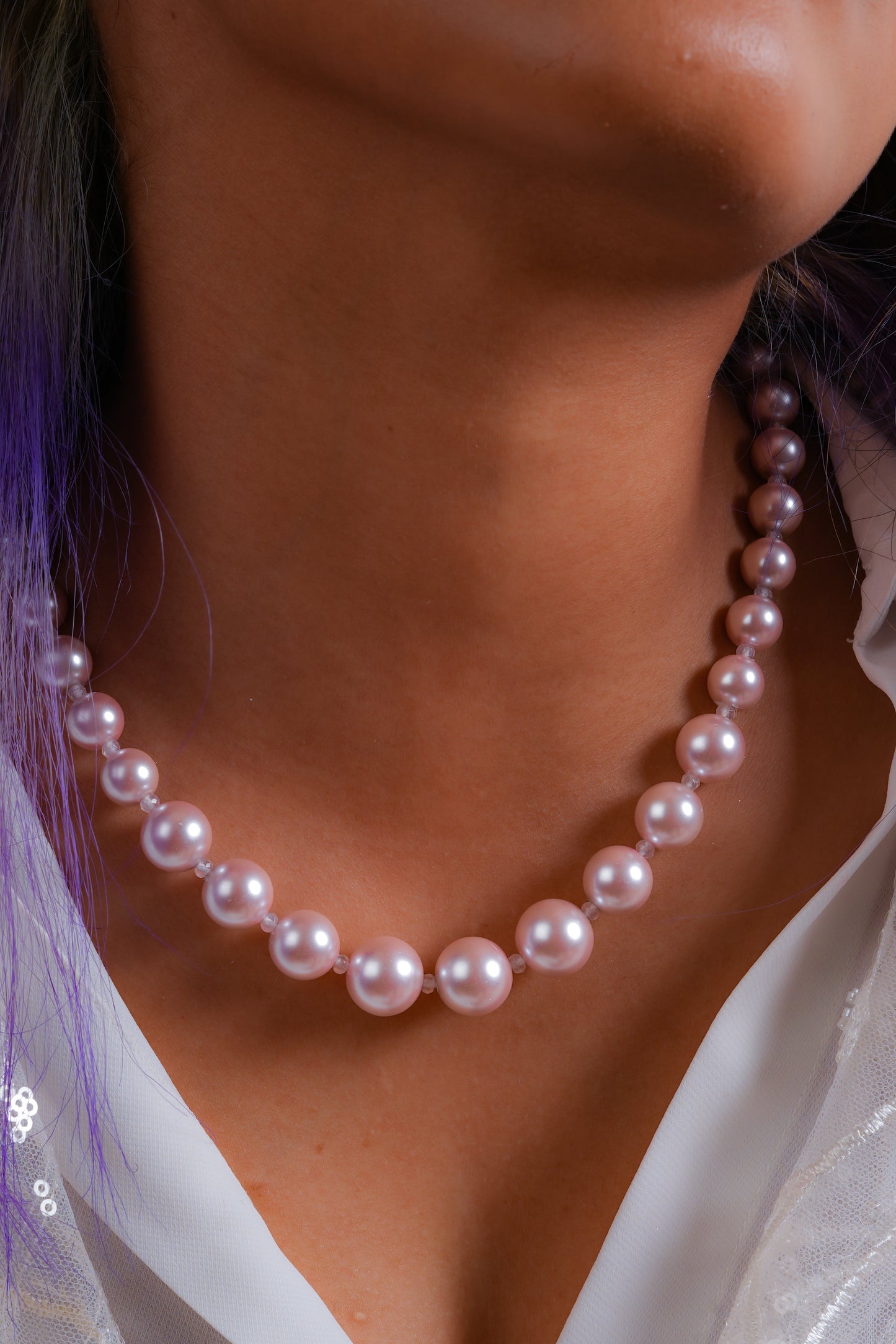 Lilac Graduated Pearls Necklace