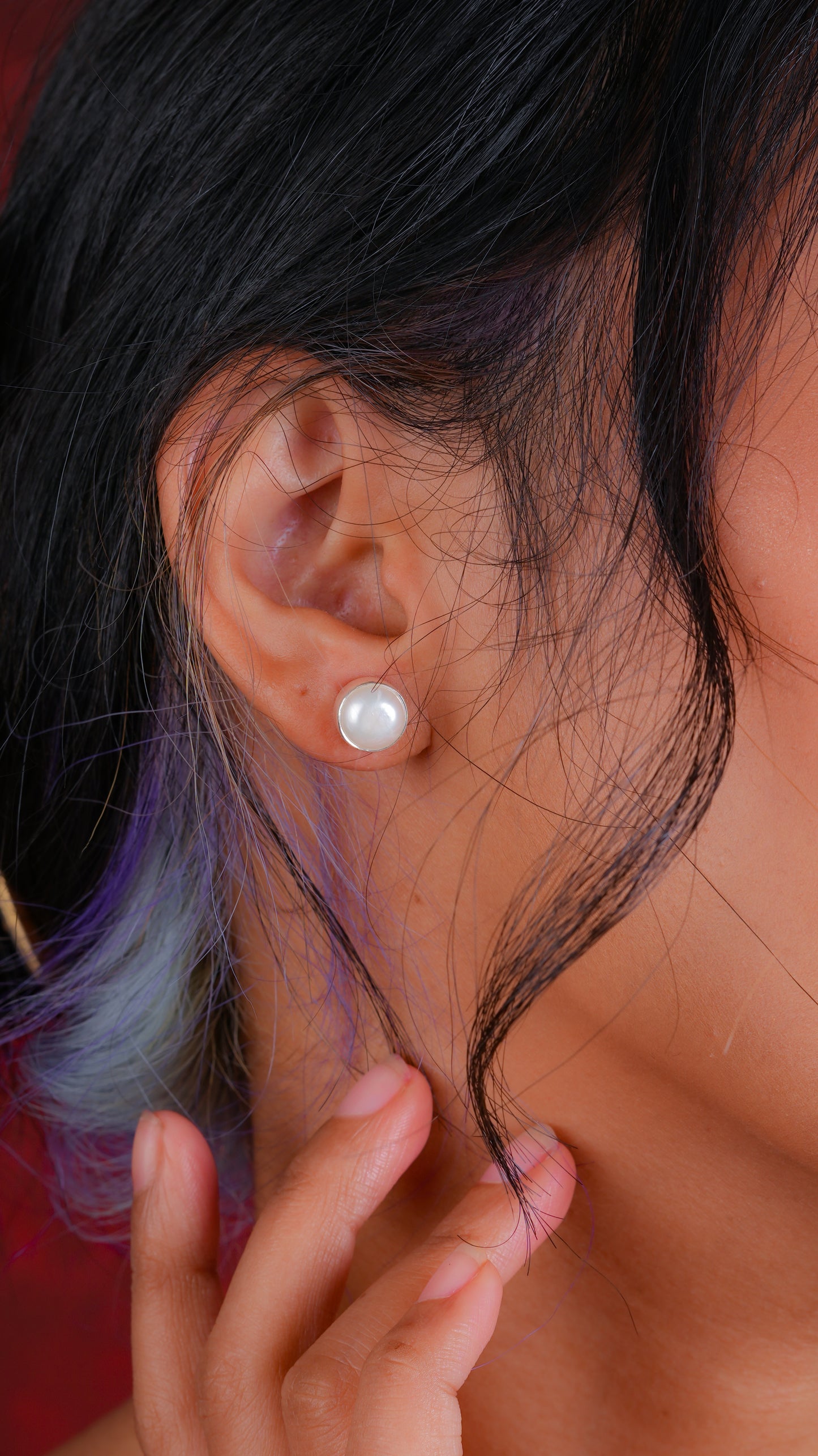 Moon Magic Pearl Studs in 92.5 Silver (9 mm)