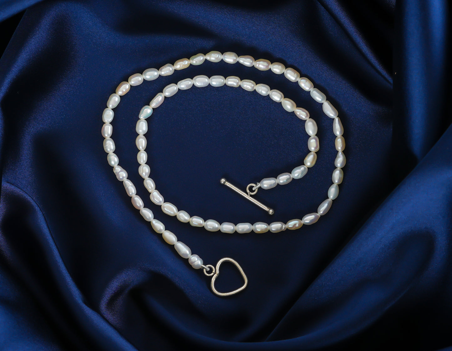 Heart Toggle Pearl Necklace with Pearl Drizzle Earrings