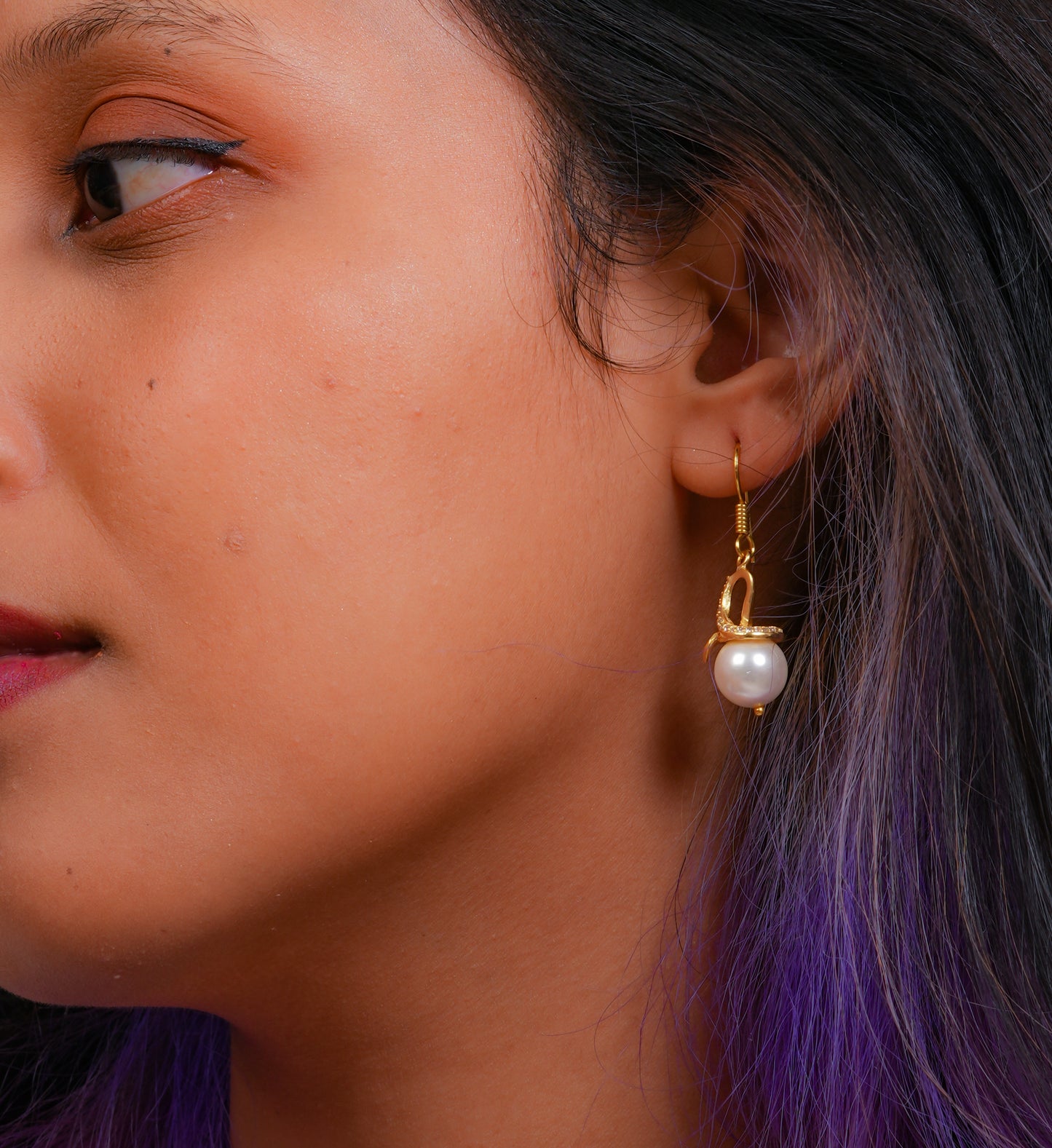 Golden CZ Pearl Dangler