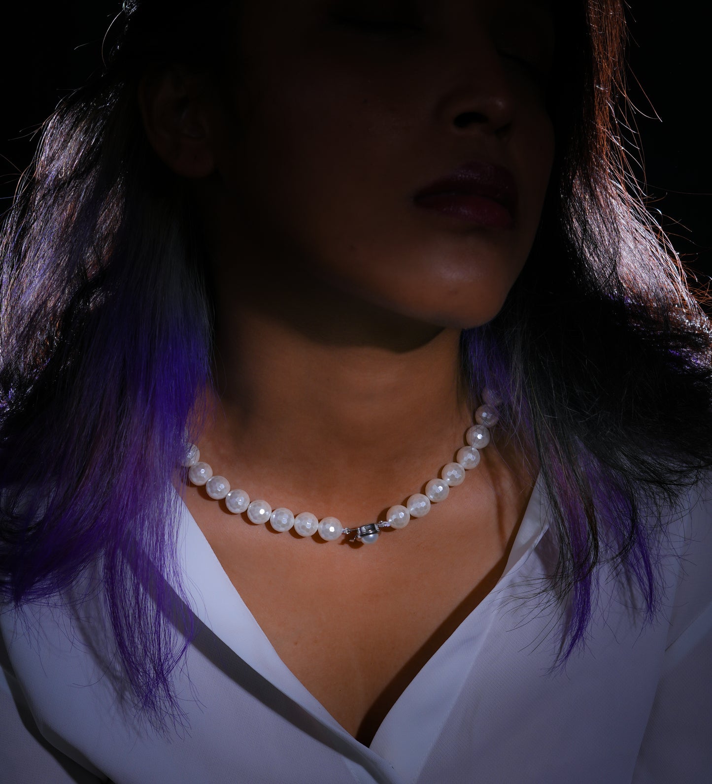 Ivory Faceted Pearls Necklace