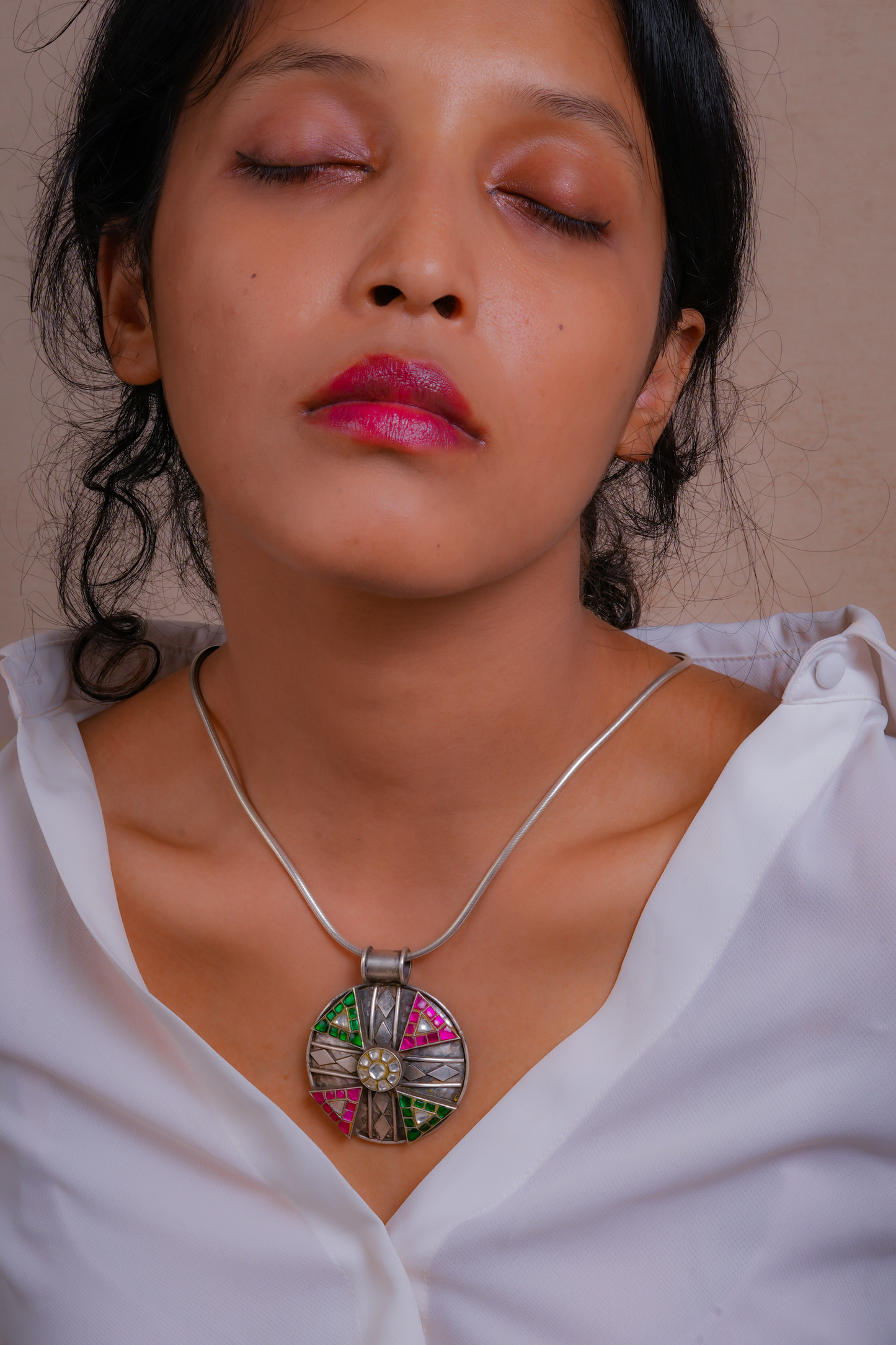 Rani Silver Kundan Pendant