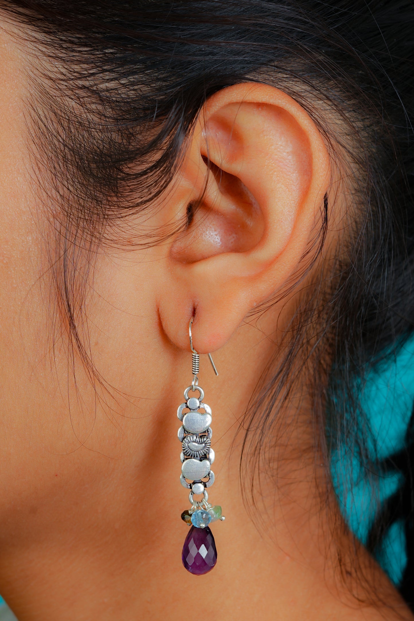 Amethyst Drop Silver Earrings