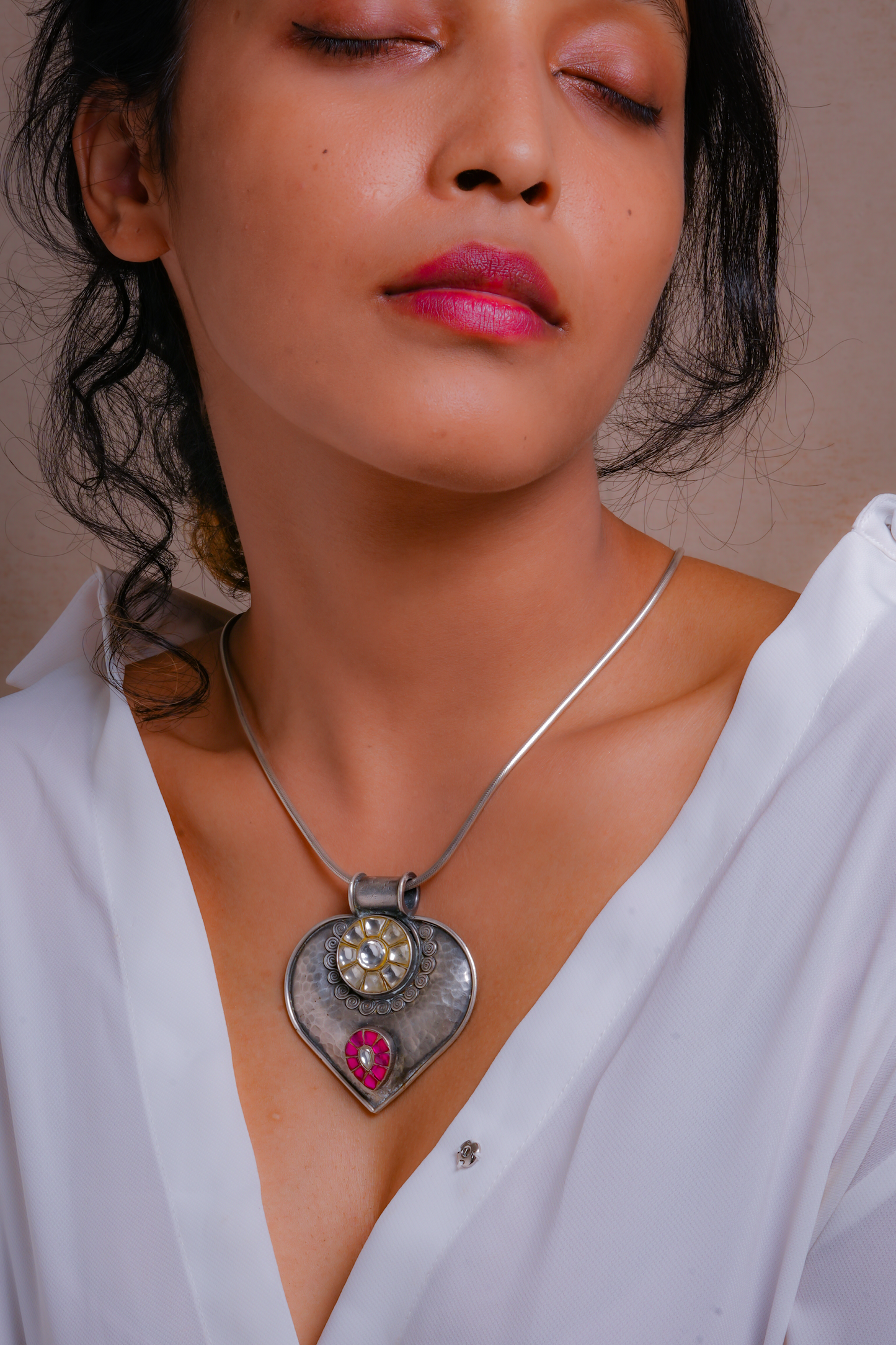 Leela Silver Kundan Pendant