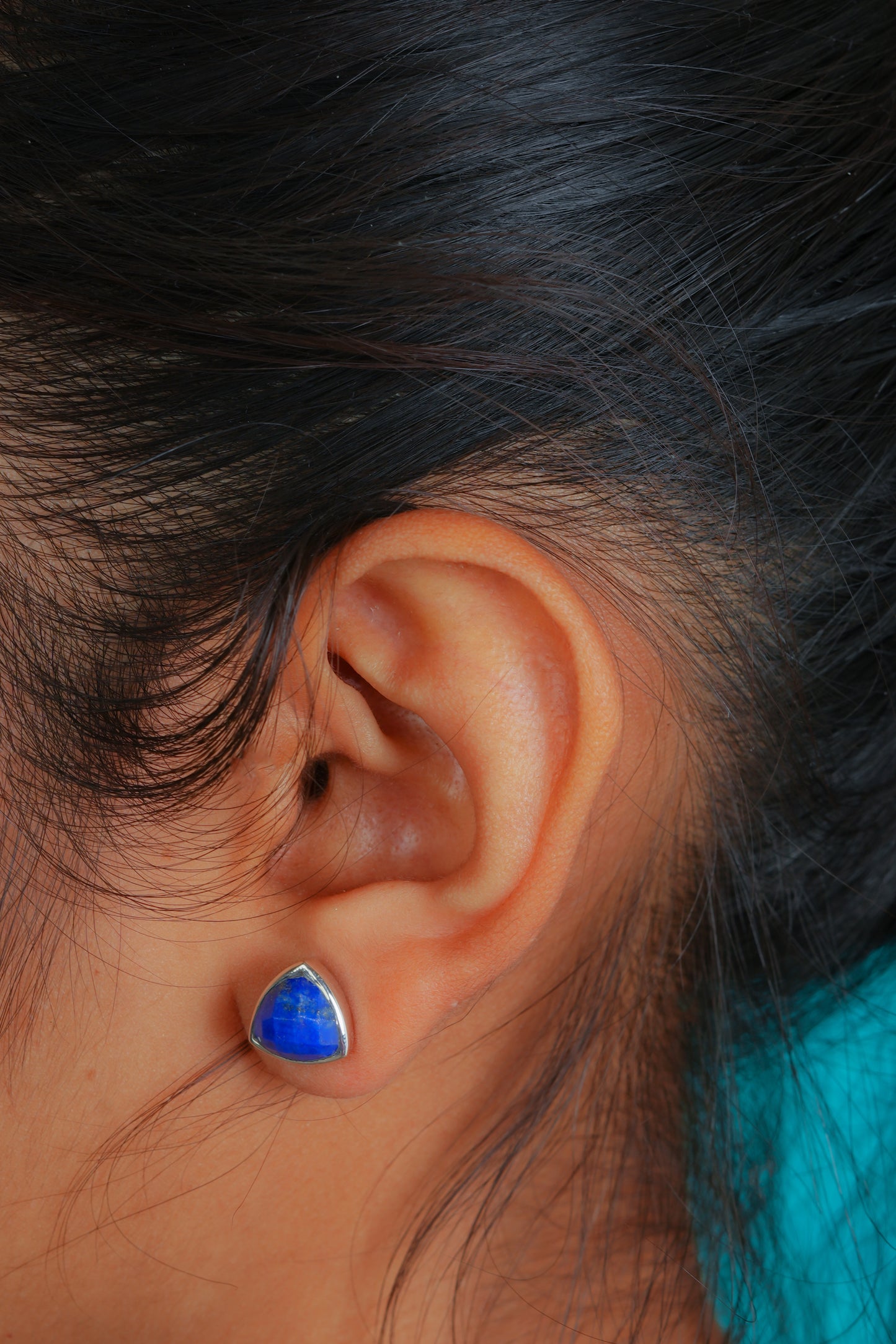 Lapis Lazuli Triangle Studs