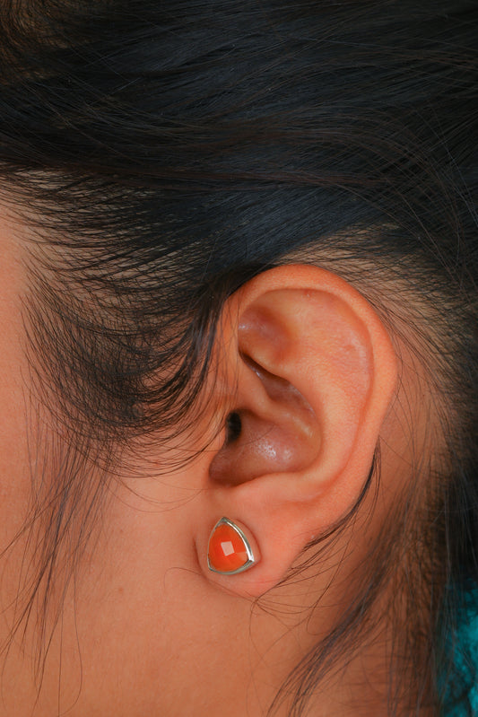 Carnelian Triangle Studs