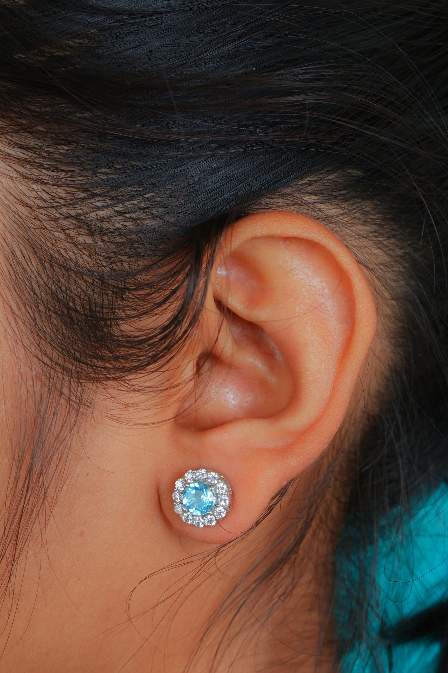 CZ Aquamarine Studs