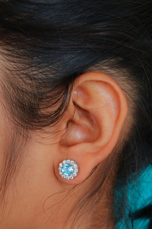 CZ Aquamarine Studs