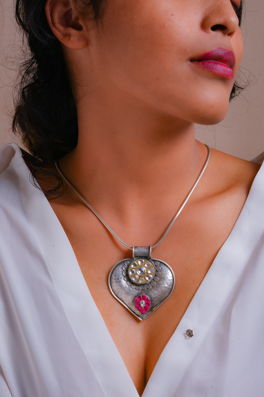Leela Silver Kundan Pendant