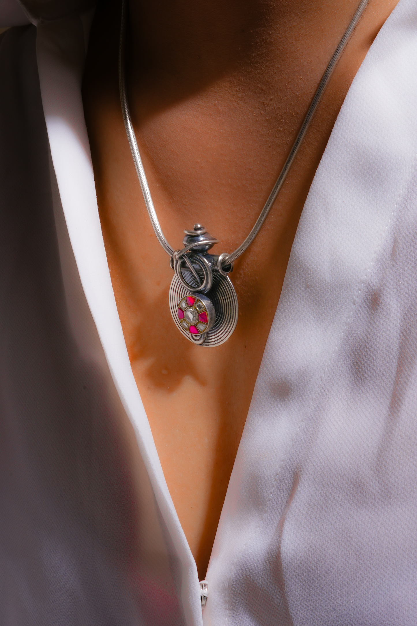 Bhavna Silver Kundan Pendant