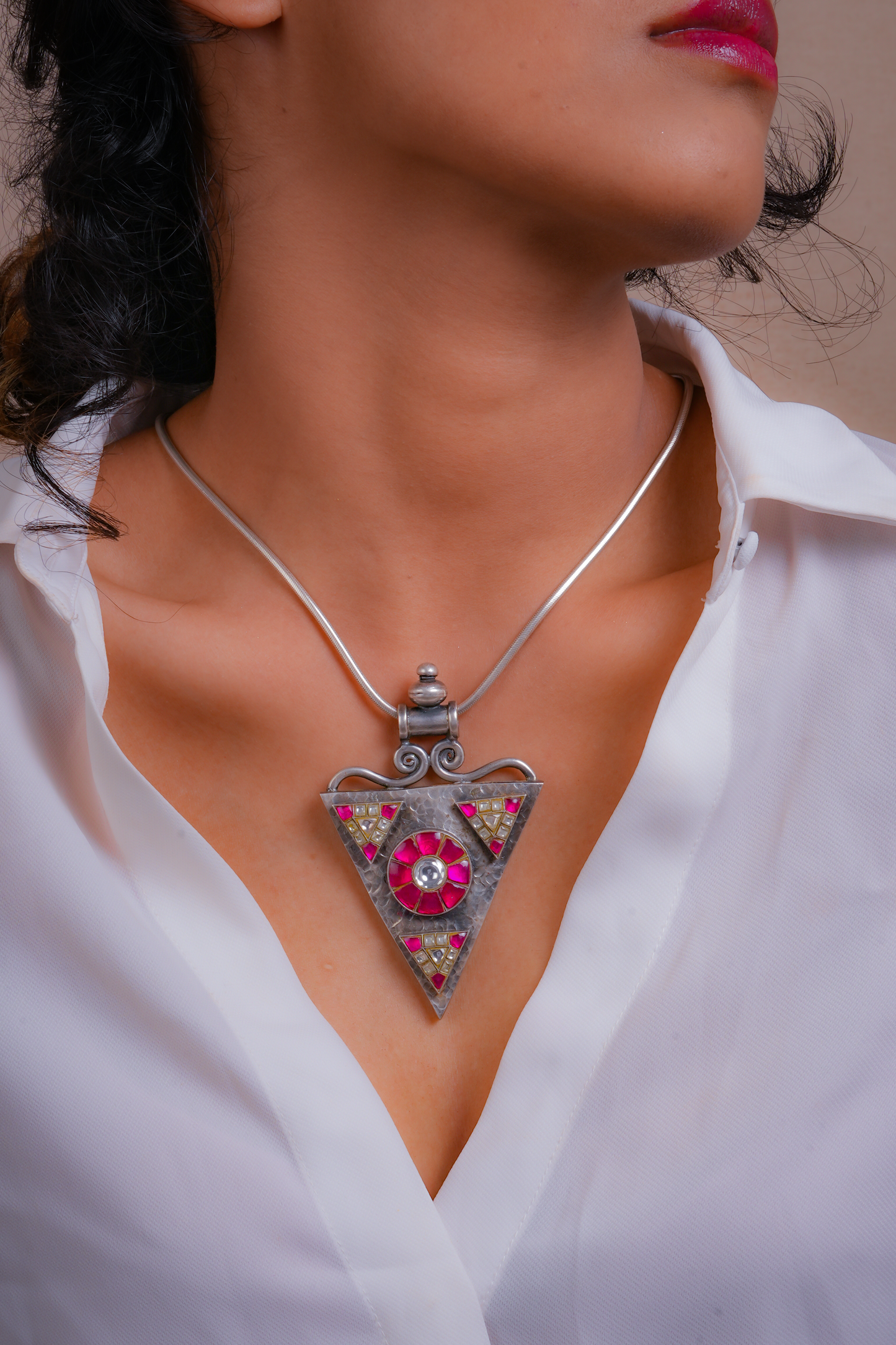 Anjali Silver Kundan Pendant