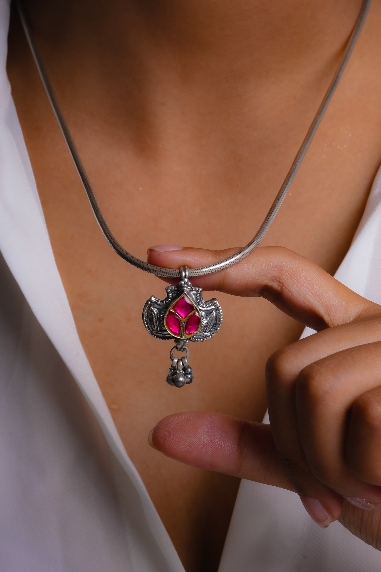 Kavya Pink Kundan Pendant