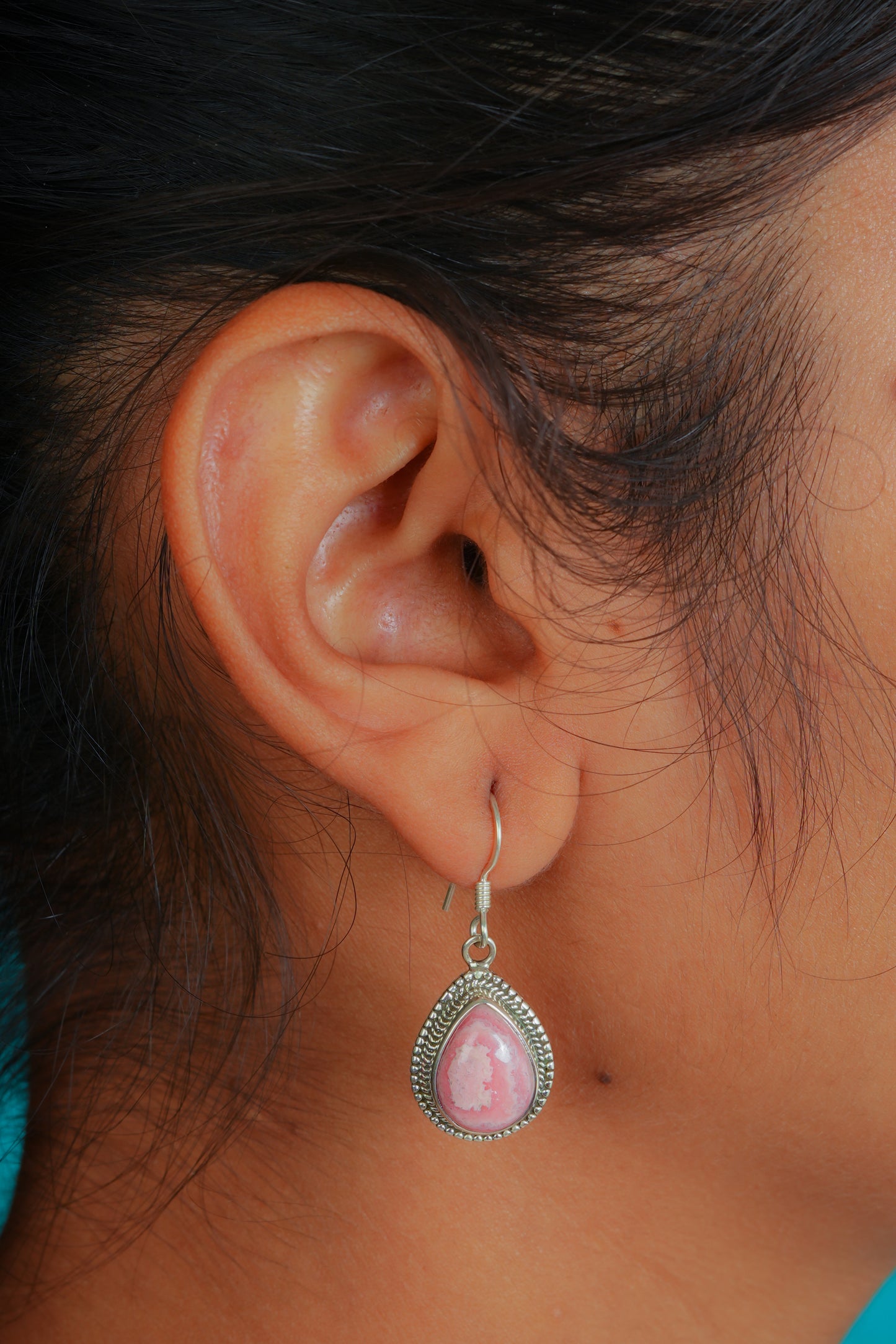 Pink Rhodochrosite Silver Drops