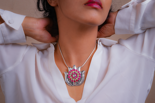 Padma Silver Kundan Pendant
