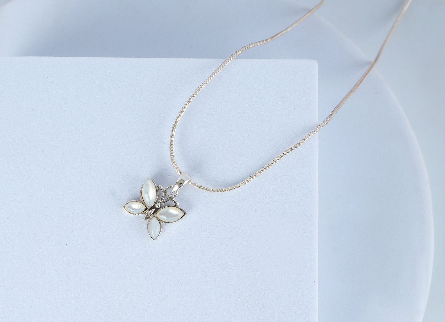 Luminous Silver And MOP Butterfly Pendant
