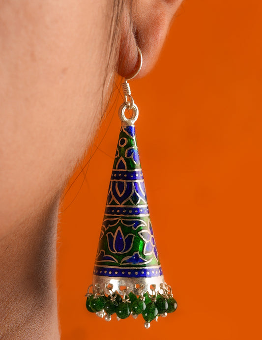 Meenakari Silver Jhumkas