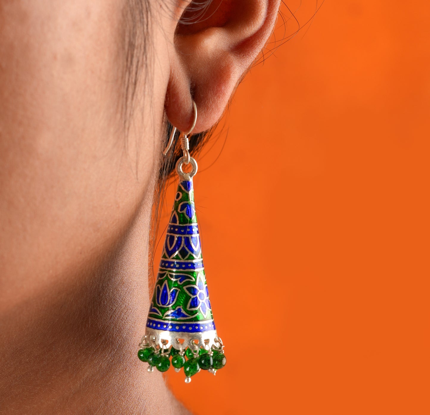 Meenakari Silver Jhumkas
