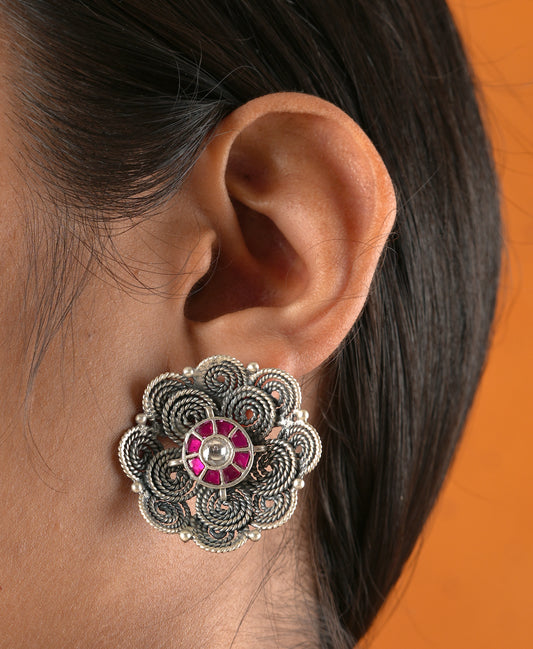 Blooming Flower Silver Studs