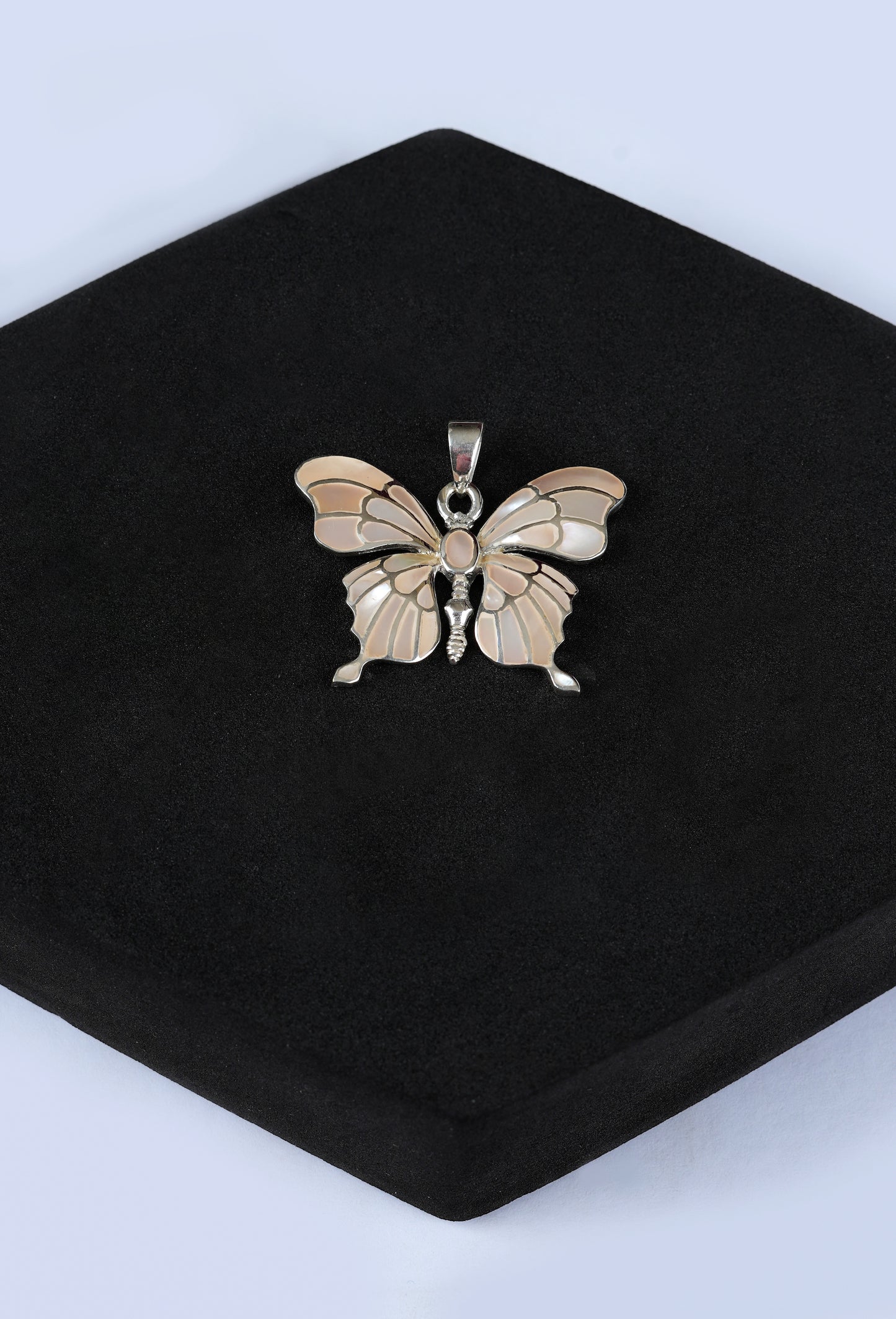 Glowing Silver And MOP Butterfly Pendant