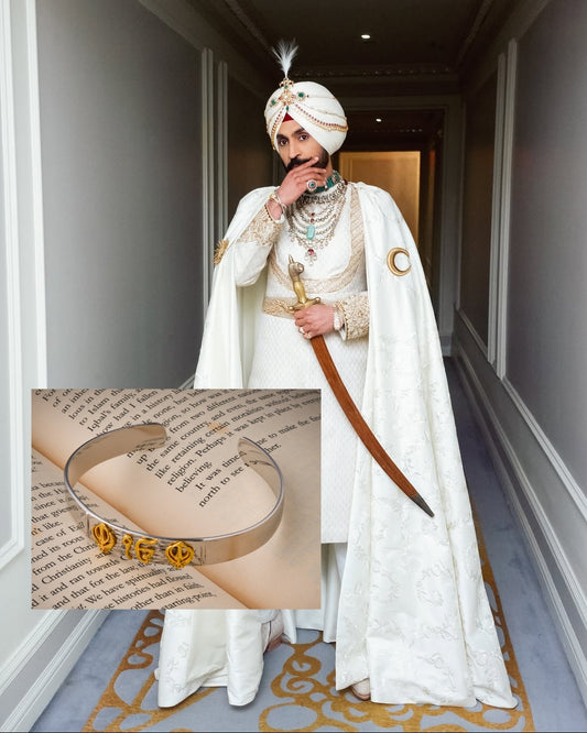 "Ik Omkar" Dual Tone Silver Cuff For Men