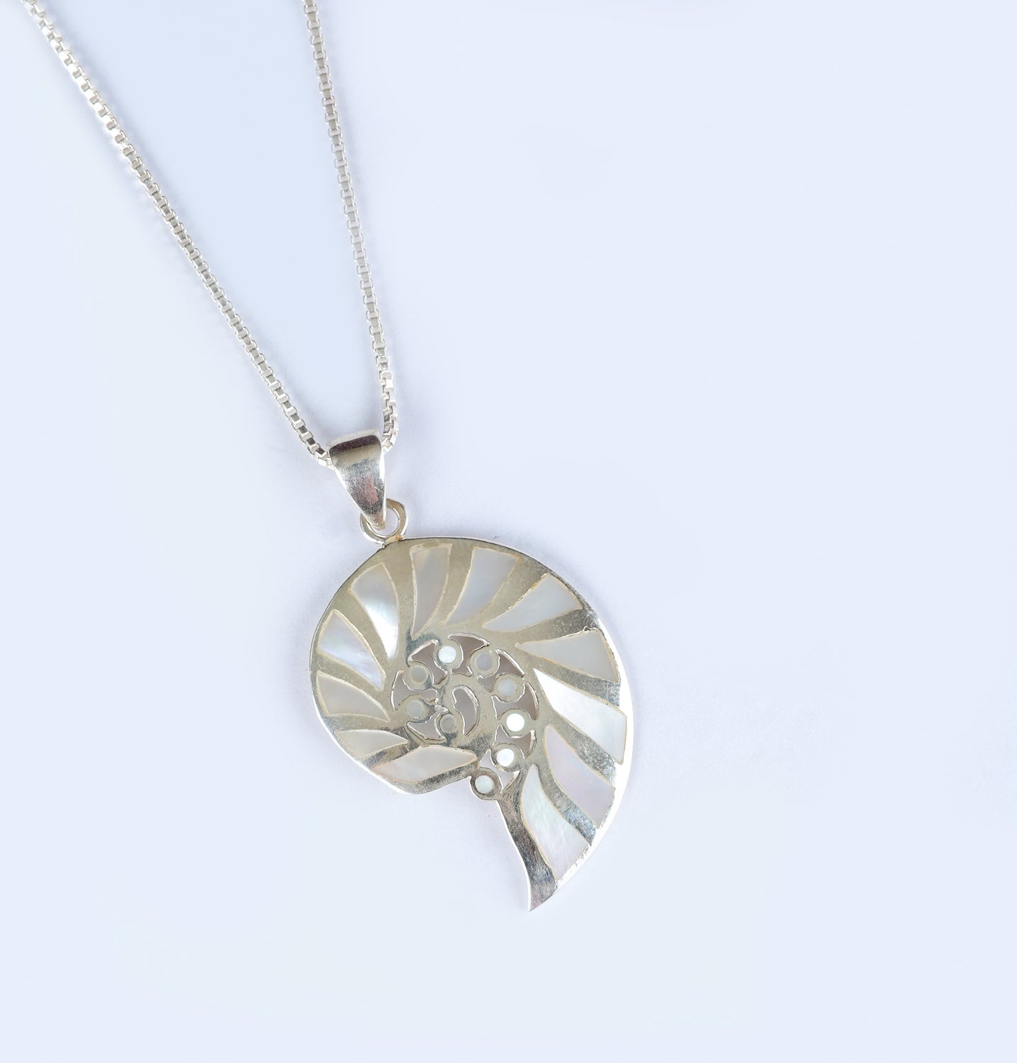 Golden Ratio Silver And Mother of Pearl Pendant