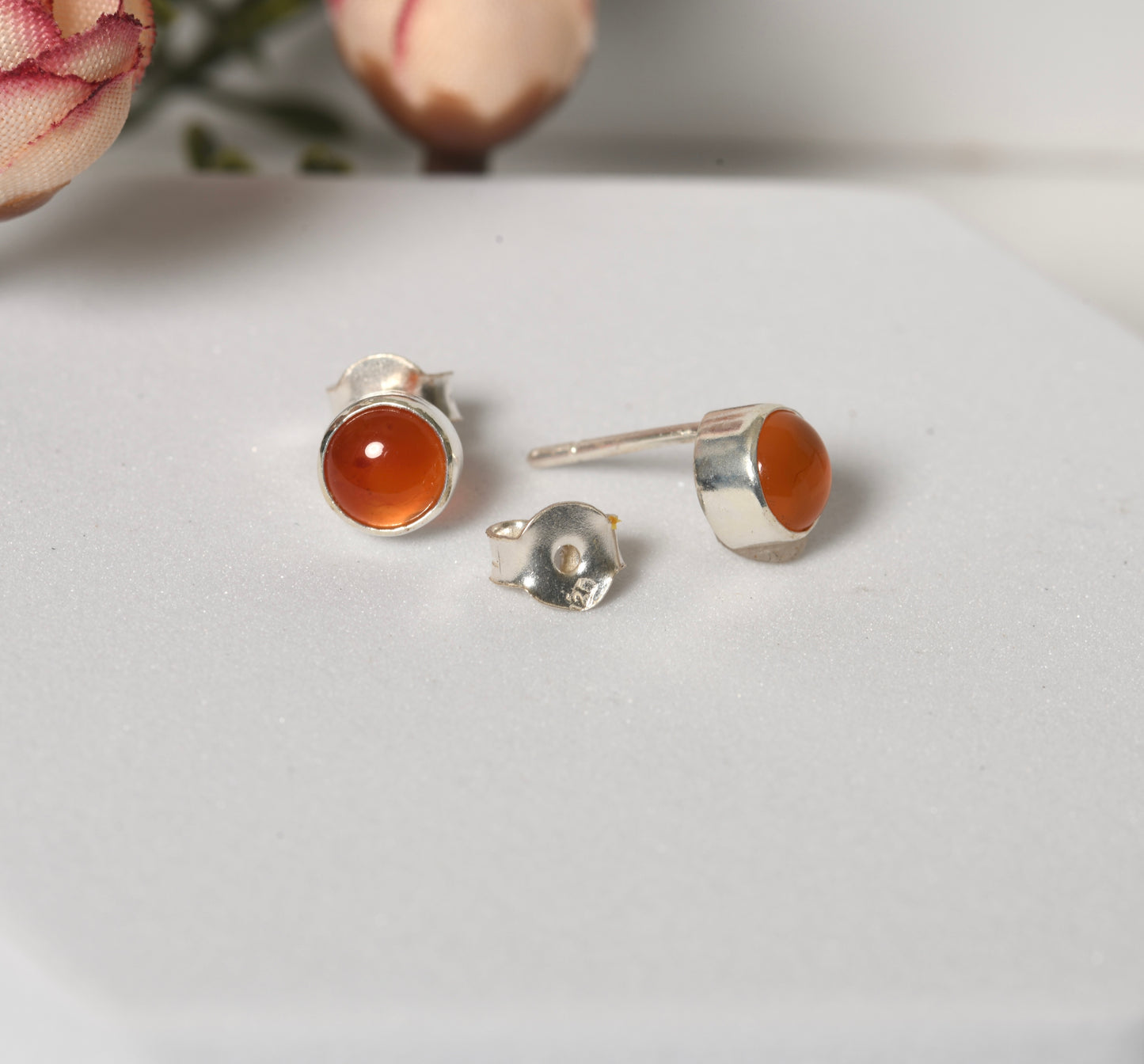 Carnelian Silver Studs