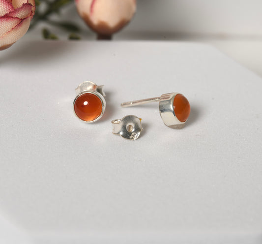 Carnelian Silver Studs