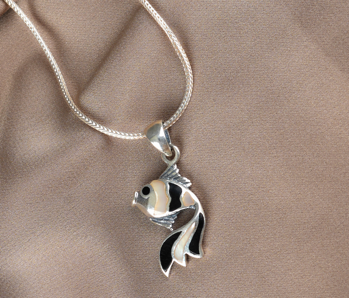 Silver Swim Fish Pendant