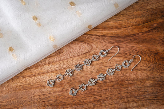 Minimalist Seven Chakra Silver Earrings