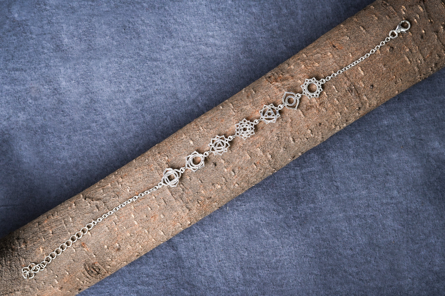 Minimalist Seven Chakra Energy Silver Bracelet