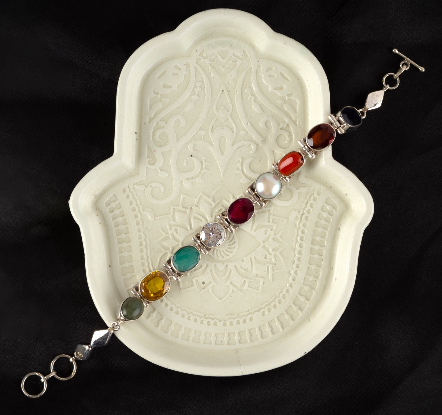 Multi Stone Silver Bracelet