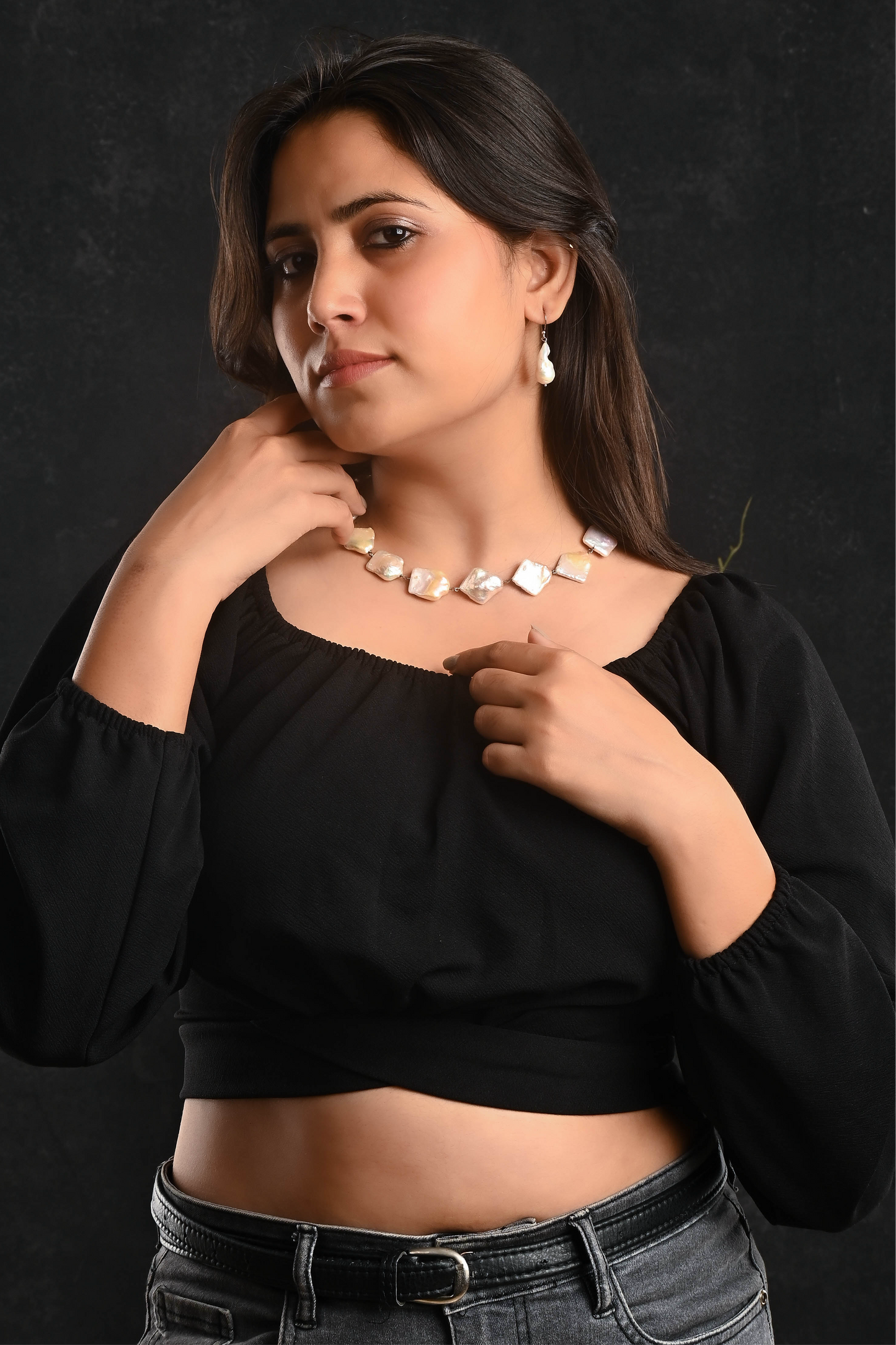 Fresh Water Square Pearls Necklace