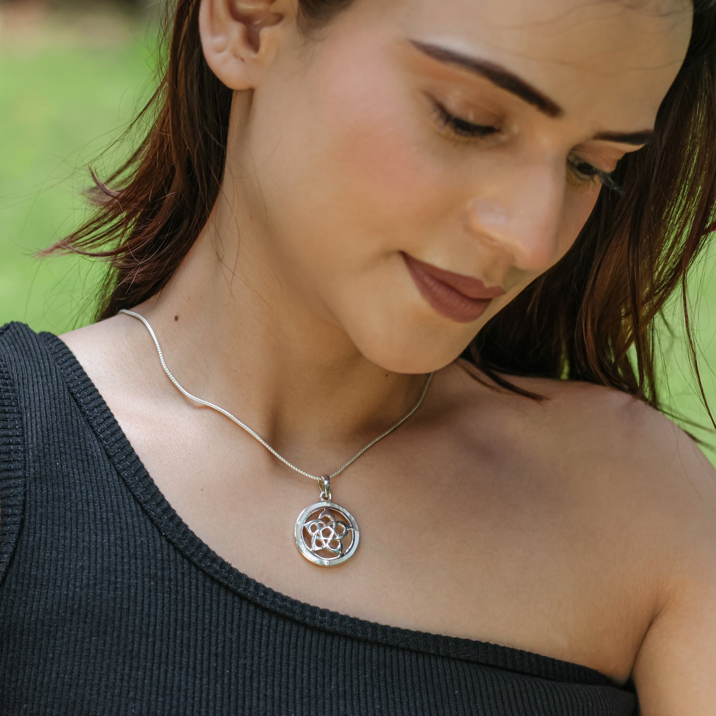 MOP Silver Flower Pendant