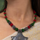 Silver Tribal Green Necklace
