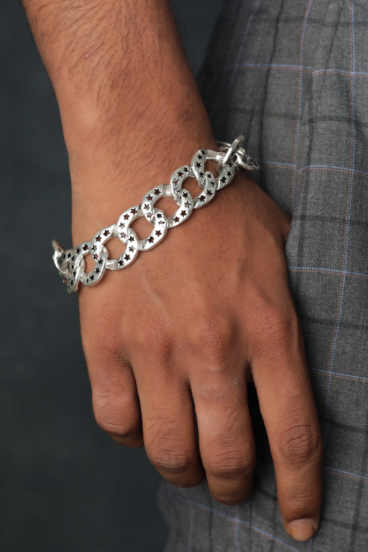 Stars Unique Men Silver Bracelet
