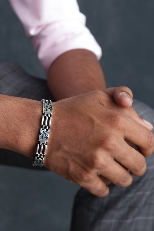 Silver Men Lattice Bracelet