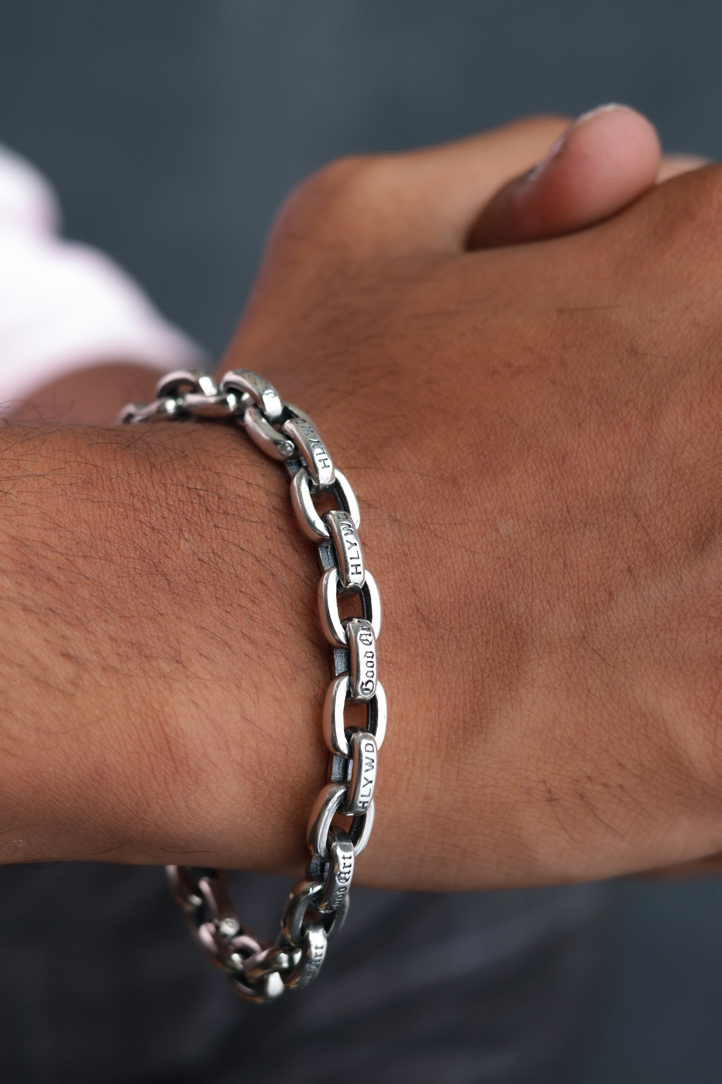 Men Padlock Chain Silver Bracelet
