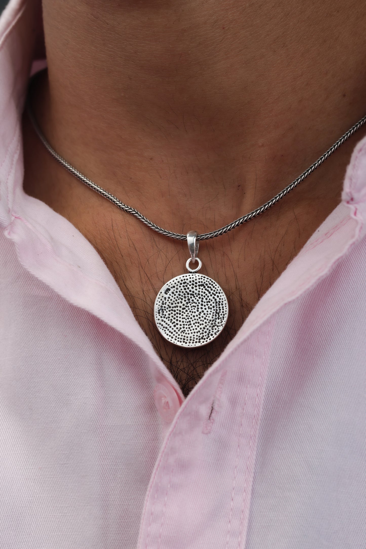 Geometric Sri Yantra Silver Men Pendant