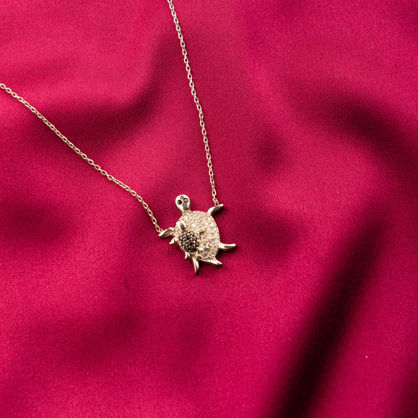 The Turtle Rider Silver and Cubic Zirconia Necklace