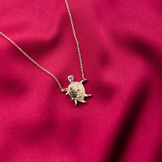 The Turtle Rider Silver and Cubic Zirconia Necklace