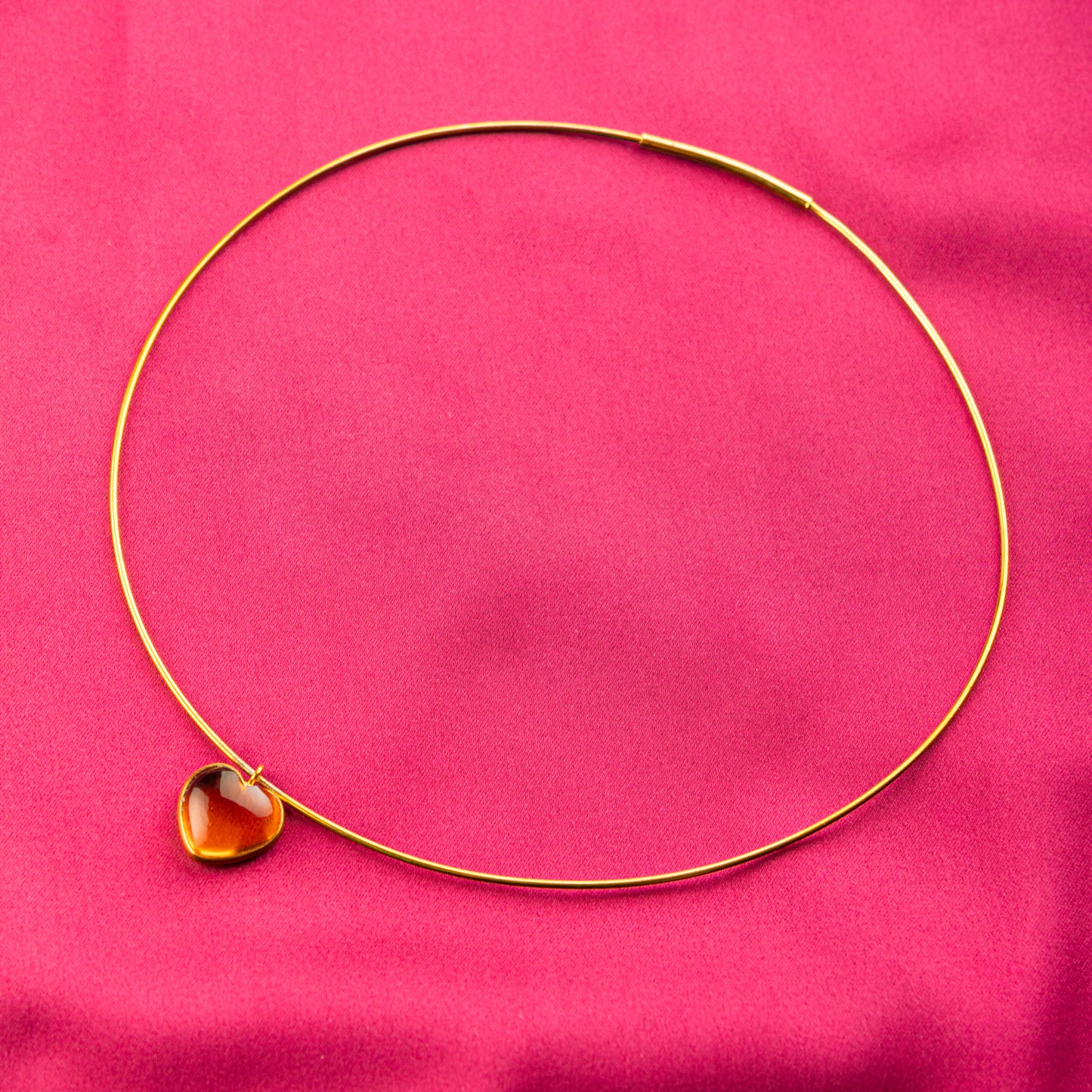 Citrine Heart Gold Plated Silver Hasli