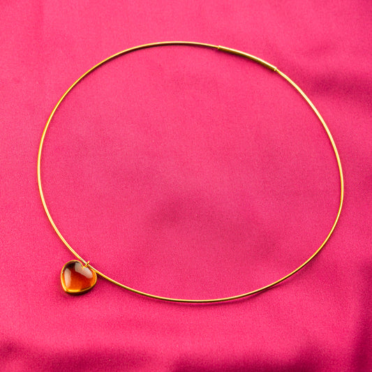 Citrine Heart Gold Plated Silver Hasli