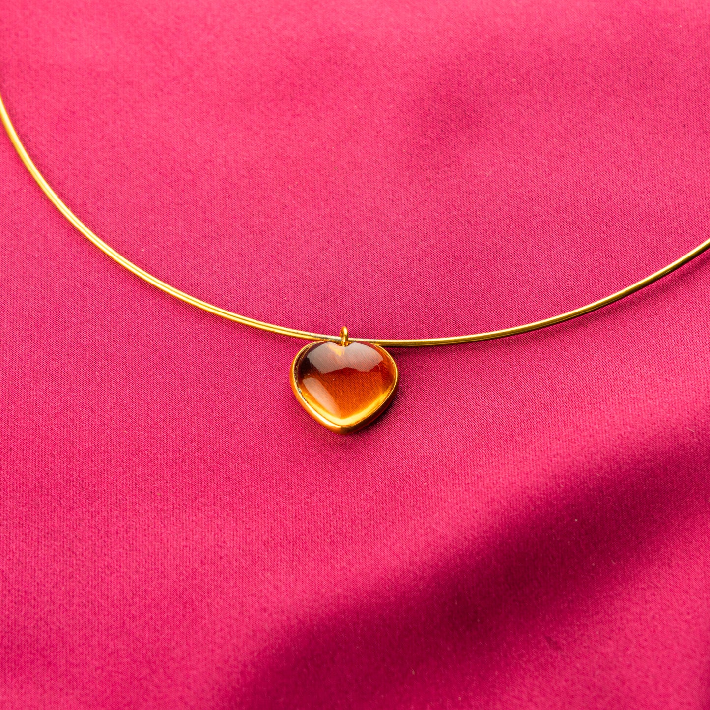 Citrine Heart Gold Plated Silver Hasli