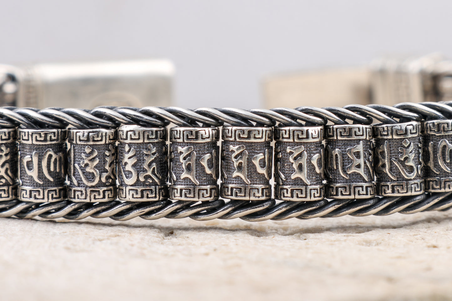 Tibetan Mantra Silver Bracelet Profound