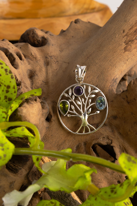 The Gem Tree Silver Pendant