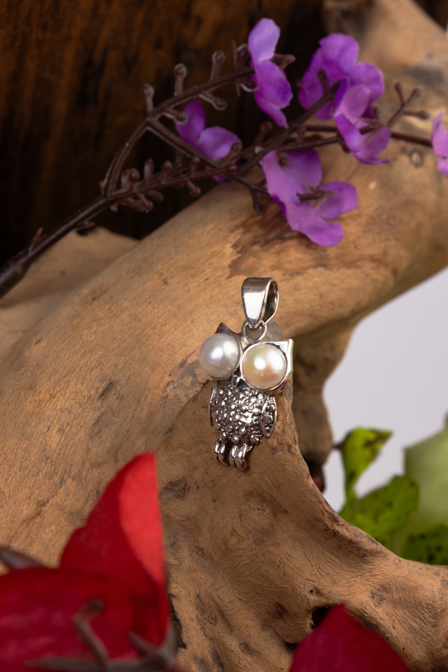 Pop Eyed Pearl And Silver Owl Pendant