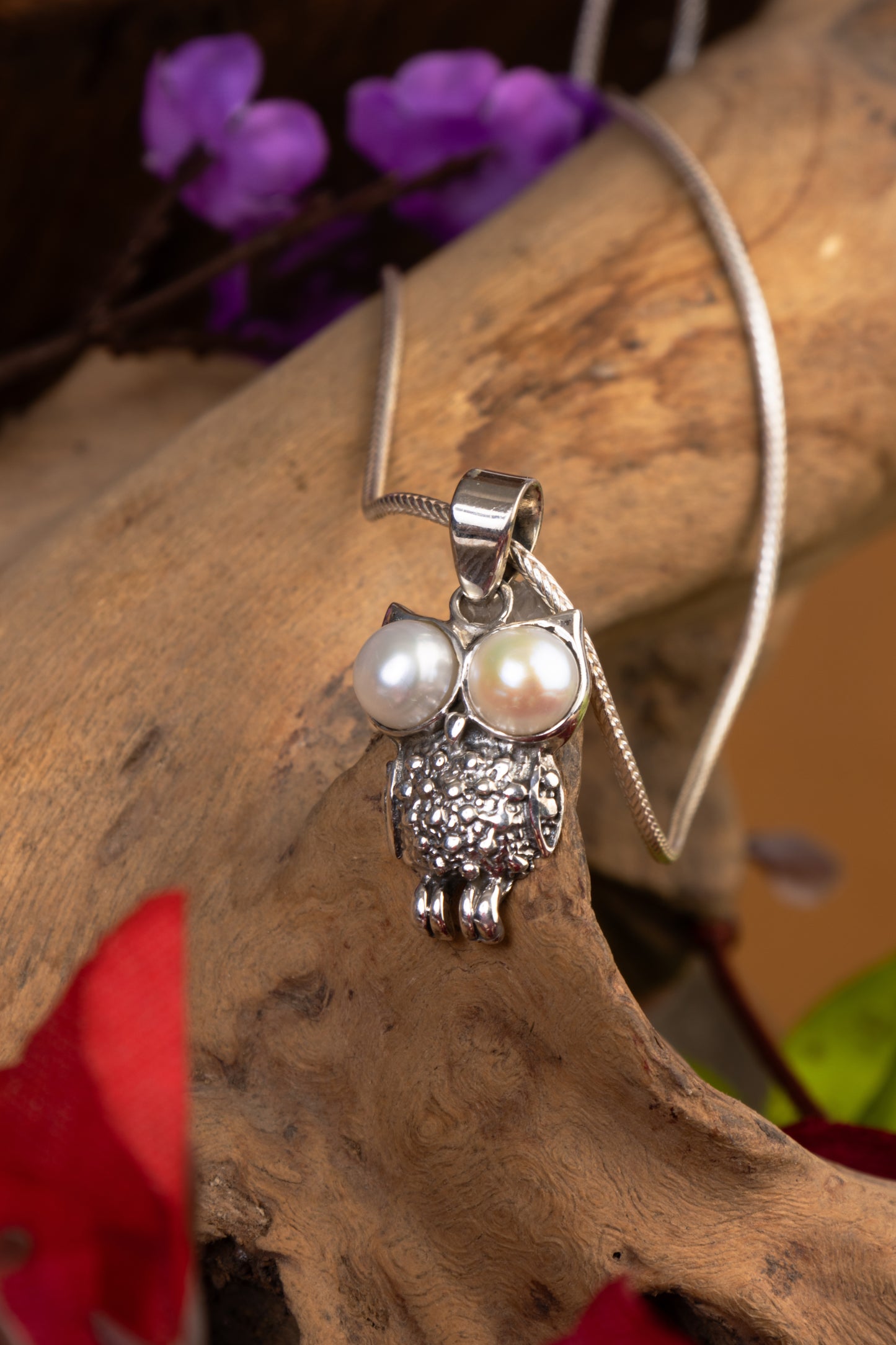 Pop Eyed Pearl And Silver Owl Pendant